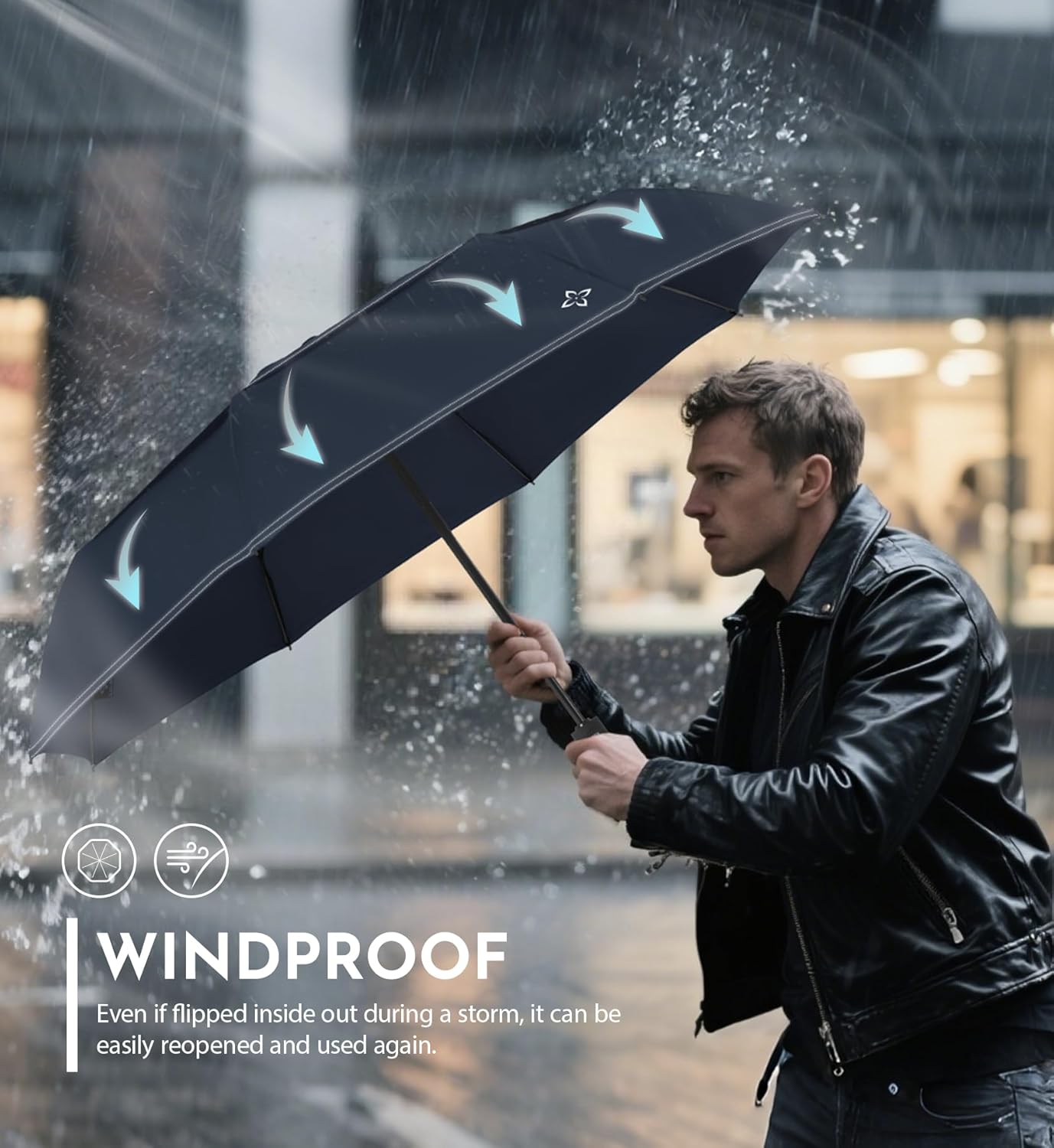 Compact Travel Windproof Umbrella, 43" Auto open/close Folding Quick Dry Umbrellas for Rain, Lightweight Portable Small for Backpack Car, less force to Fold for Women Men Kids, TSA Approved