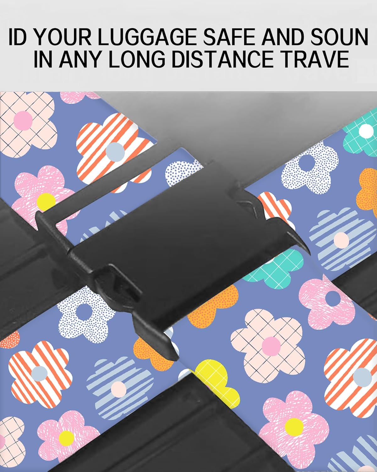 Luggage Straps for Suitcases, Adjustable Travel Belt, Durable Wide Luggage Strap, Cute Suitcase Strap Identifiers with Buckle, Bag Straps for Luggage, Colorful Cute Flowers