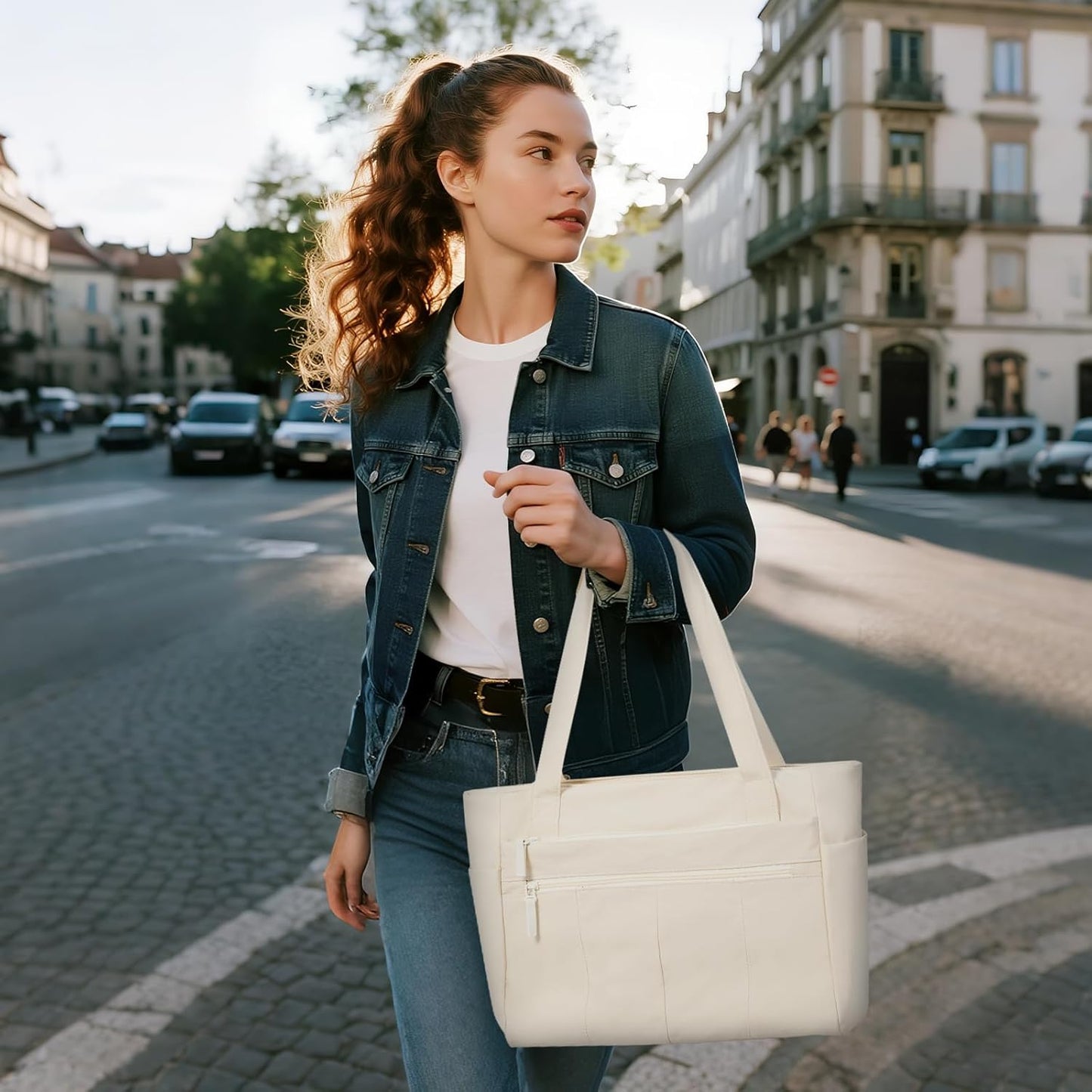 Tote Bag for Women Shoulder Bag Work Bags with Zipper Lightweight Handbags for Travel,Work,School