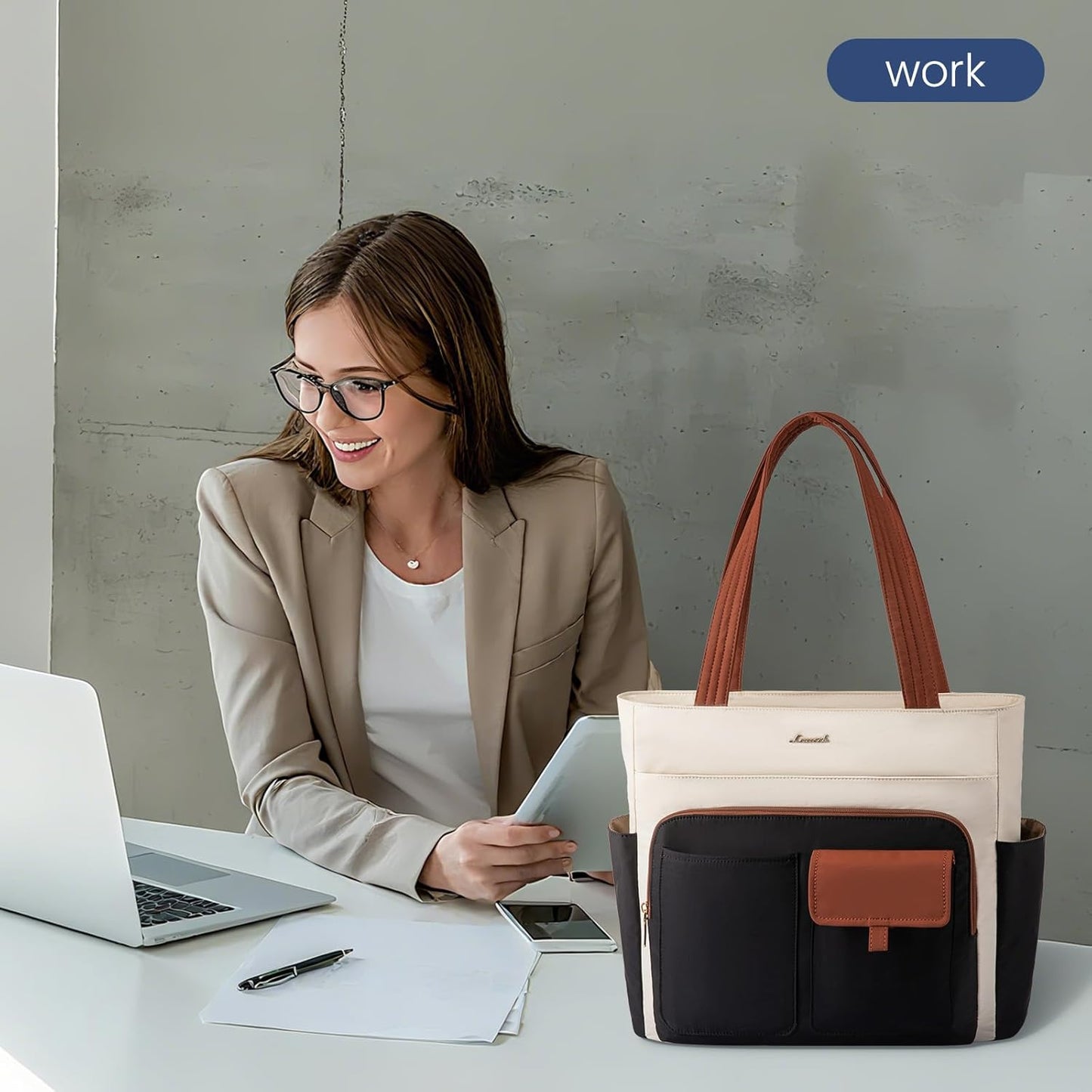LOVEVOOK Tote Bag for Women,Light Puffer Tote Bag with Multi-pockets,Stylish Carry on Laptop Bags for Daily,Travel,Work,Gym