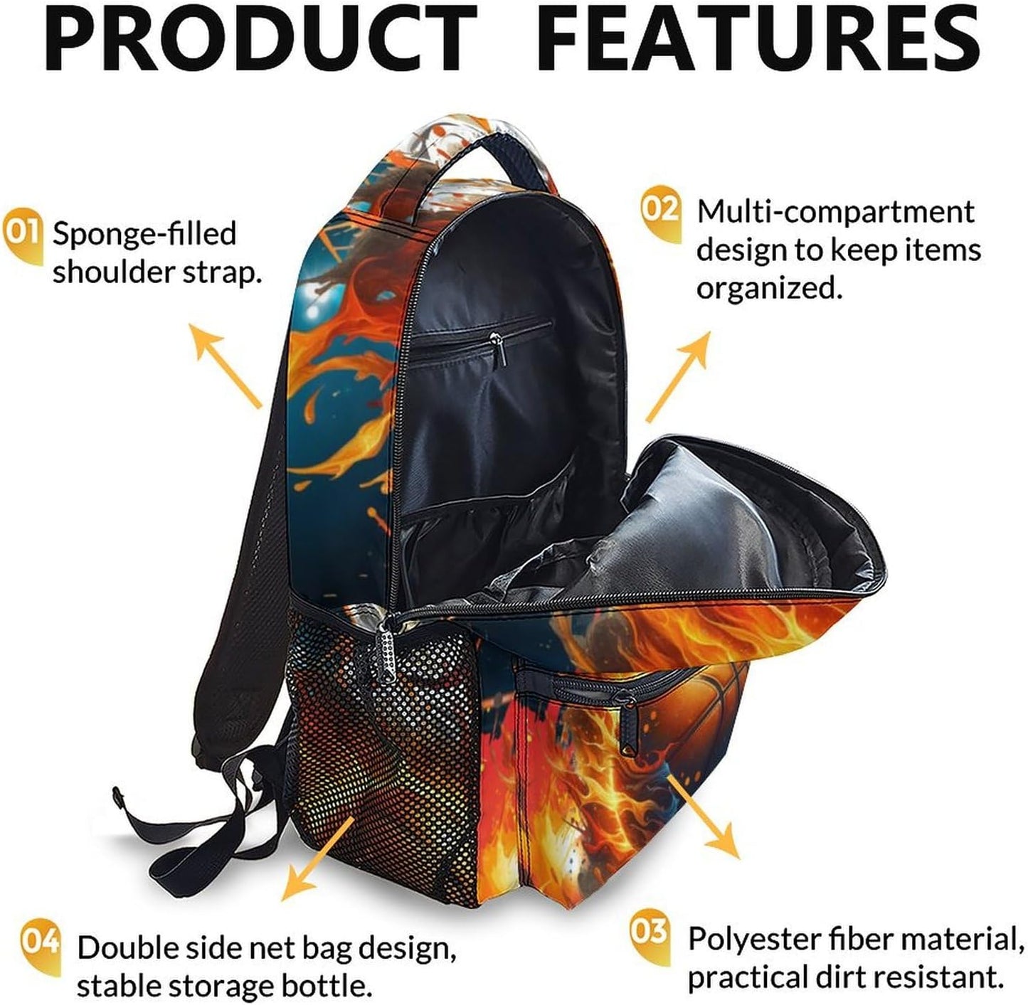 School Bookbag for Kids, Basketball Backpacks for Students Boys 6-8, 17 Inch Large Capacity Sports School Bag for Preschool Elementary Camping Hiking