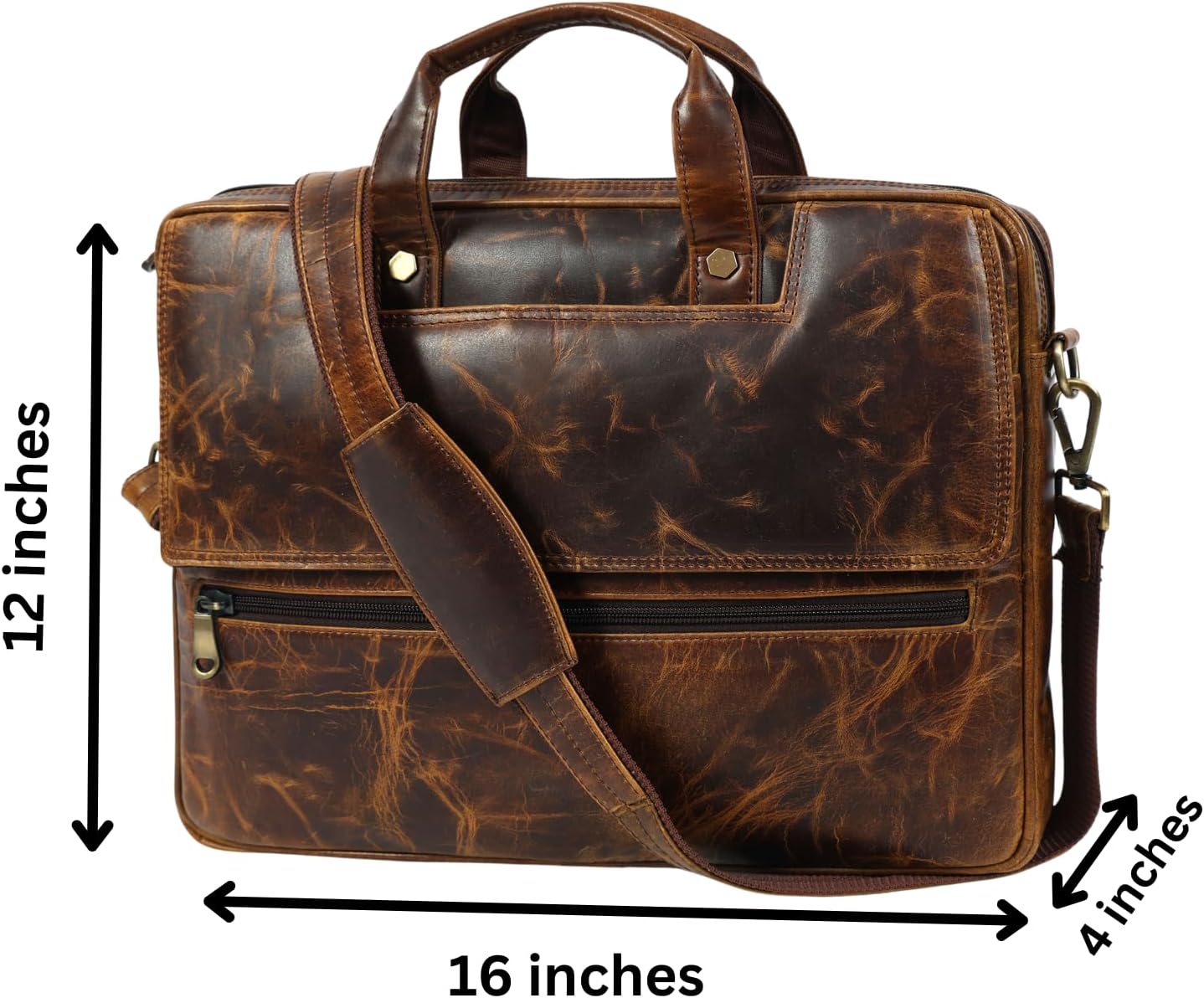 Mens Laptop Bag 16 Inch Waterproof Vintage Leather Shoulder Office Crossbody Bag With Ajustable