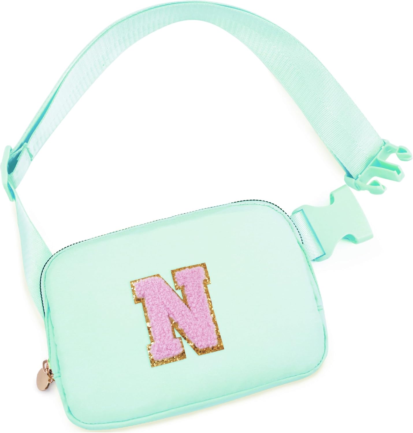 Belt Bag Fanny Pack Crossbody Bags with Initials Letter Patch Cute Stuff Birthday Gifts for Teenager Girls Trendy Stuff for Teens | Light Green,N