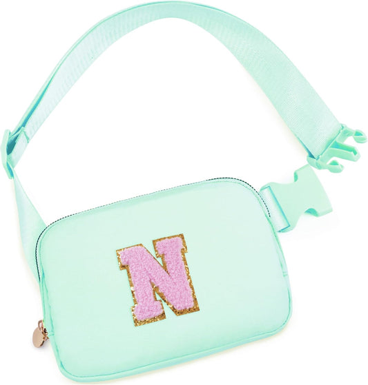 Belt Bag Fanny Pack Crossbody Bags with Initials Letter Patch Cute Stuff Birthday Gifts for Teenager Girls Trendy Stuff for Teens | Light Green,N