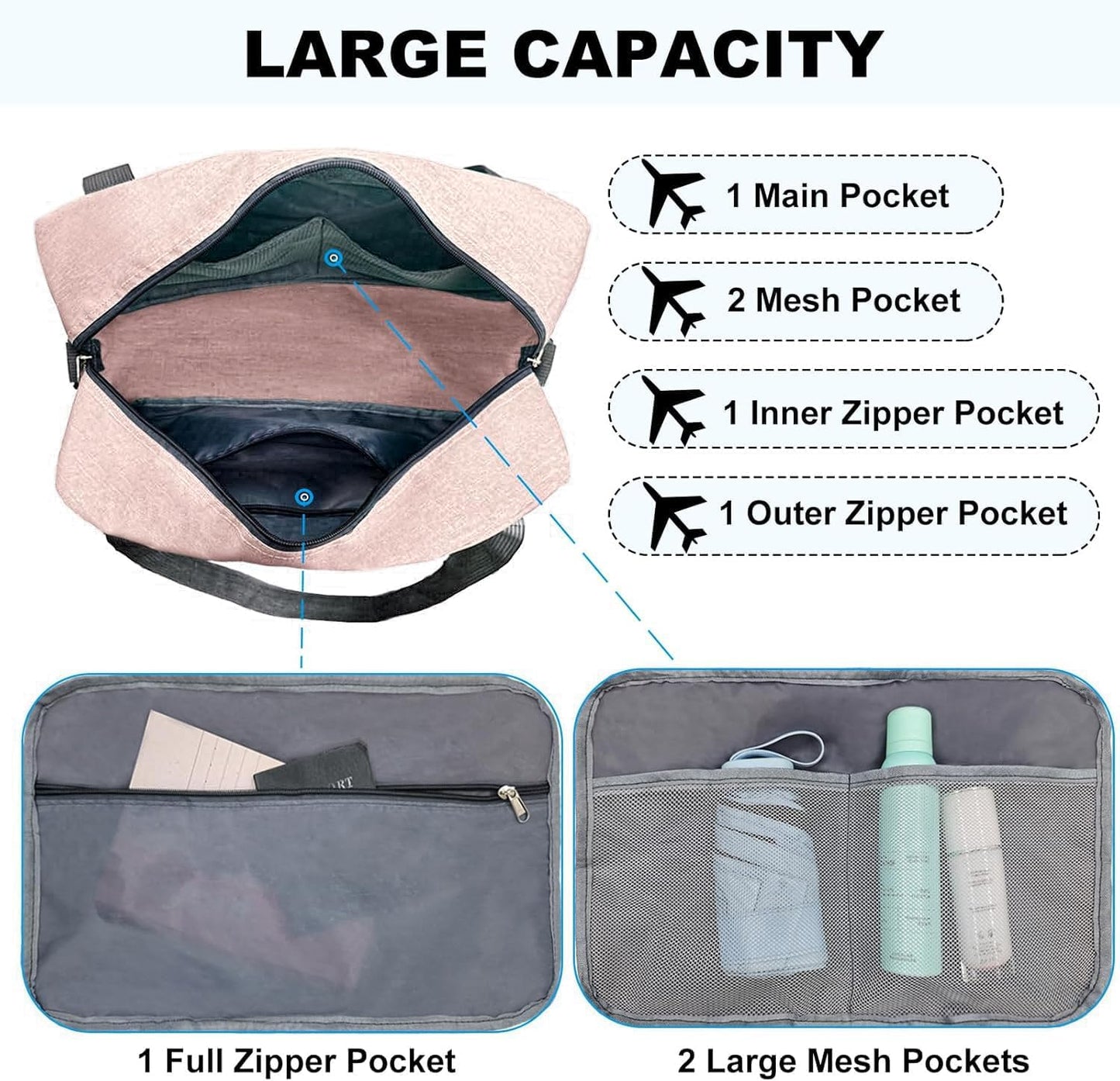 15 Inch Small Carry On Bags for Airplanes Spirit Airlines Personal Item Bag Underseat Foldable