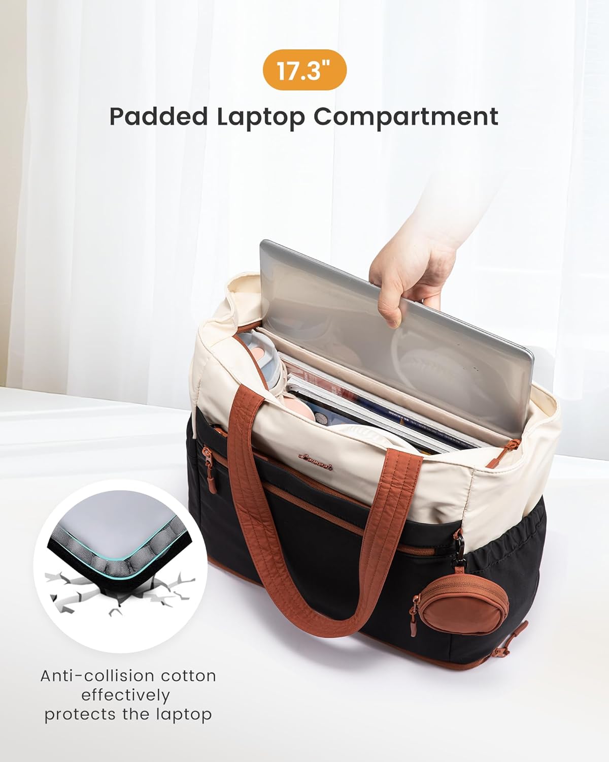 LOVEVOOK Expandable Tote Bag for Women,Laptop Work Bag with Cup Holder Pocket & Zipper for Travel,School,Teacher,Nurse,Gym
