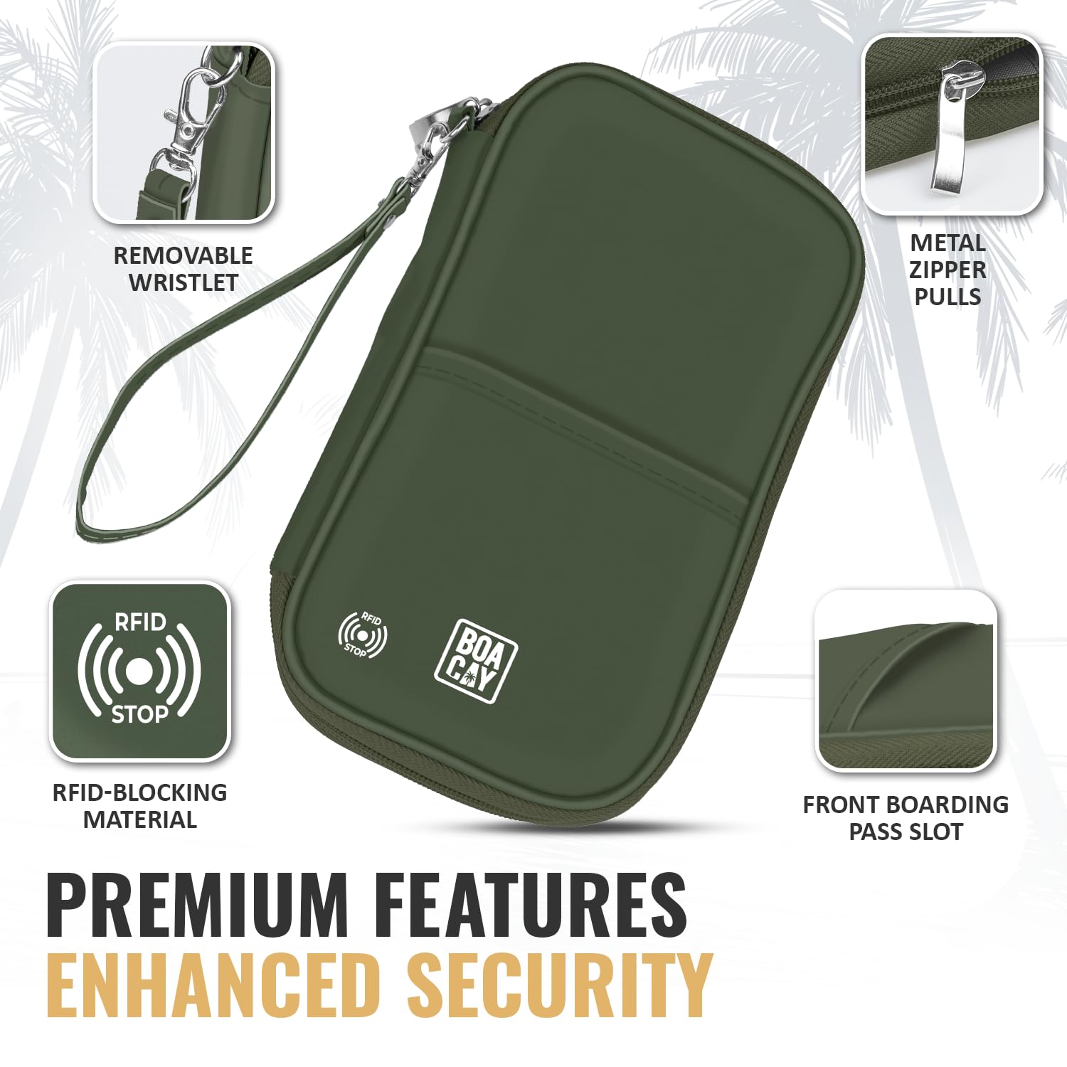 BOACAY Travel Document Organizer with RFID, Family Passport Holder, Wallet for Women & Men