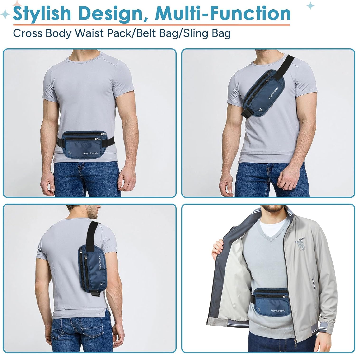 travel inspira Travel Money Belt with Slim Anti-Theft RFID Blocking Passport Holder for Travel
