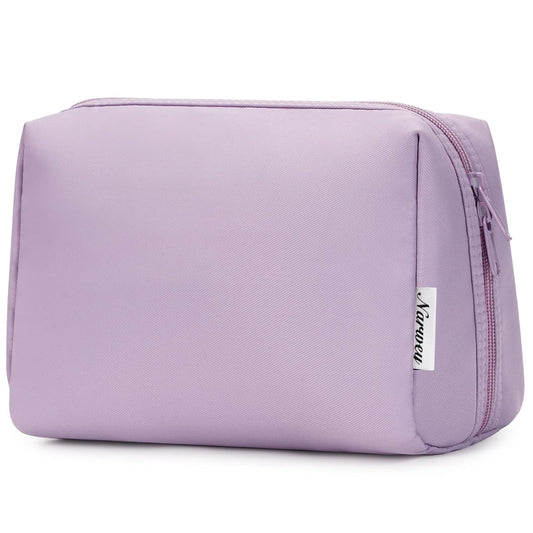 Narwey Cute Makeup Bag Travel Cosmetic Bag Organizer Toiletry Bag Make Up Bags with Compartments for Women Girls (Large, Purple)