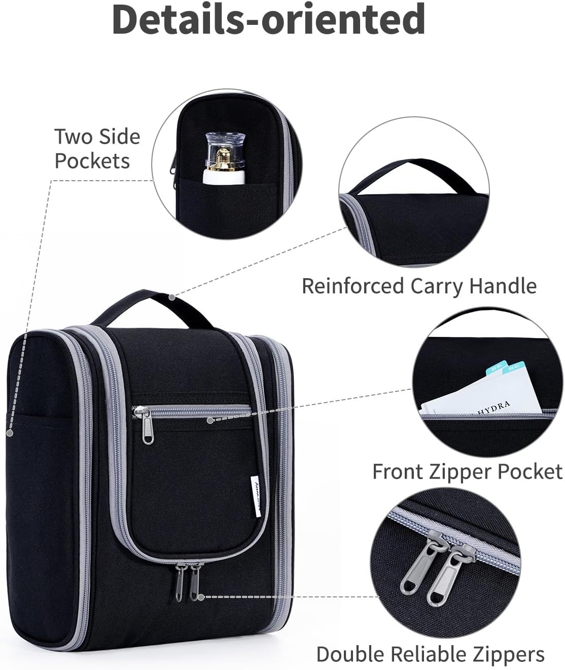 Narwey Small Hanging Travel Toiletry Bag Cosmetic Make Up Organizer for Women and Men (Medium