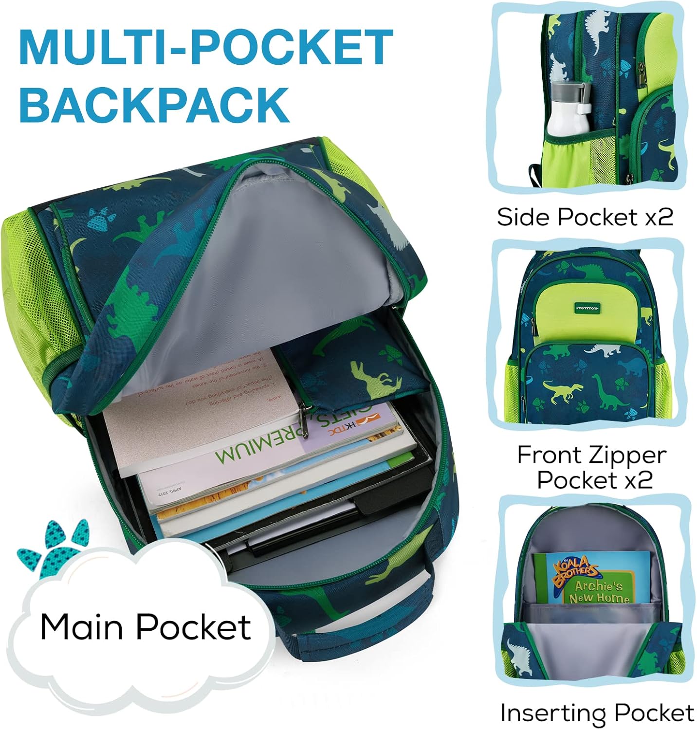 mommore Kids Backpack for Boys Girls Preschool Kindergarten Backpacks Lightweight Elementary School