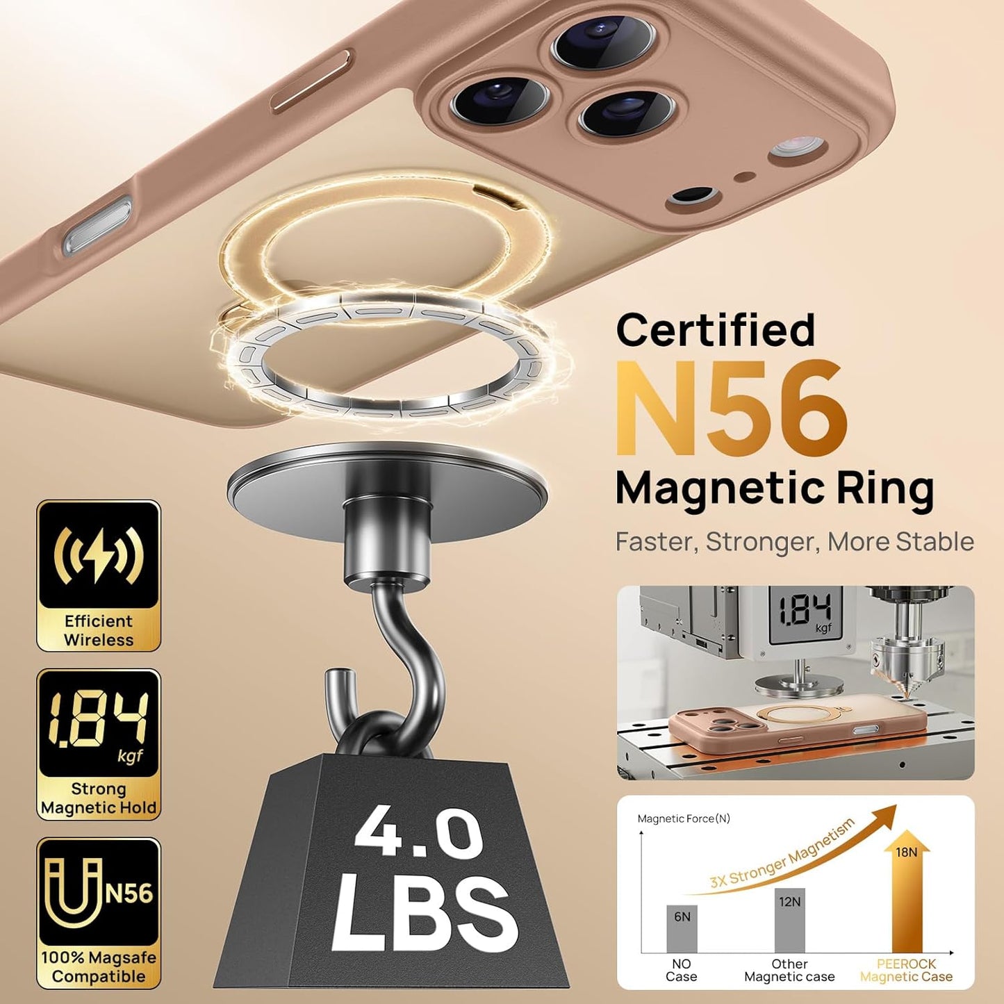 360° Spin Magnetic Stand for iPhone 17 Pro Case, [Fit for MagSafe][Military Protection][Full Camera Protection] Adjustable Kickstand iPhone Case for iPhone 17 Pro 6.3", Brown