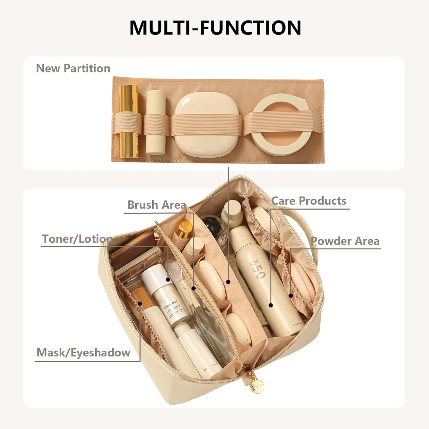 Travel Makeup Bag Toiletry Bag for Women Large Cosmetic Travel Bag Makeup Storage Box Skincare Organizer Vanity Organizer Bag Multi-Function Makeup Organizer with Compartments Travel essentials