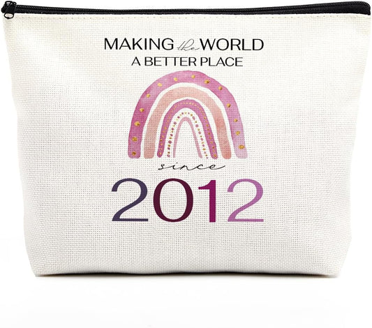 fkovcdy Sweet Gifts for Girls Birthday Decorations Makeup Bag Boho Rainbow Birthday Gifts for Girl Her Daughter Granddaughter Niece Making The World A Better Place 2012