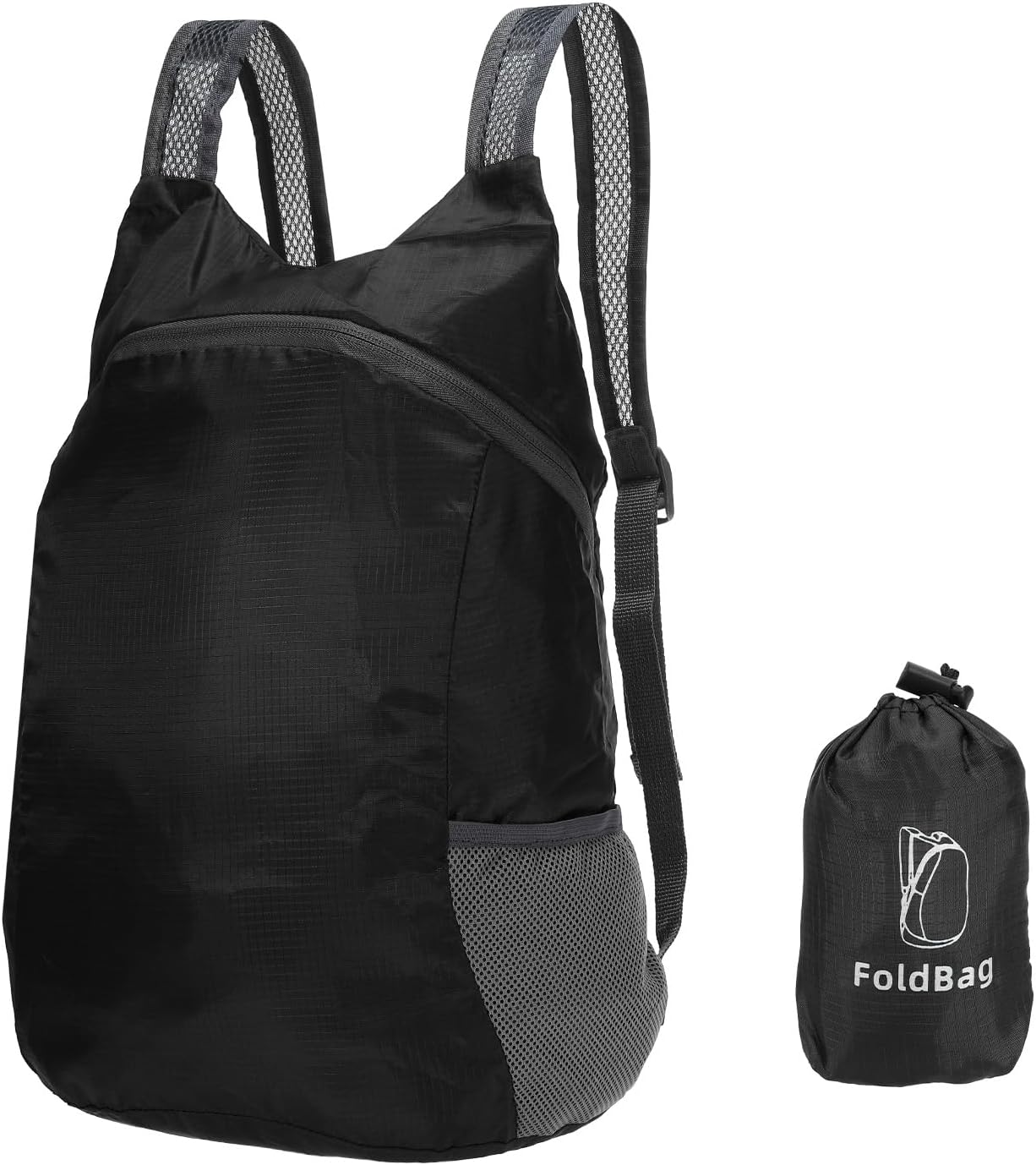 PATIKIL Hiking Backpack, 15L-20L Packable Lightweight Backpack Daypack Small Foldable Outdoor Camping Cycling Backpacking Shoulder Bag, Black