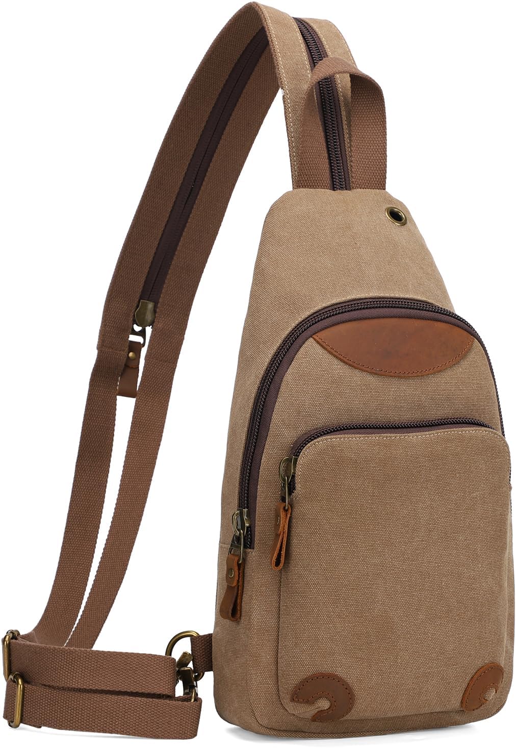 KL928 Canvas Sling Bag Crossbody Backpack Shoulder Casual Rucksack for Men Women,Brown