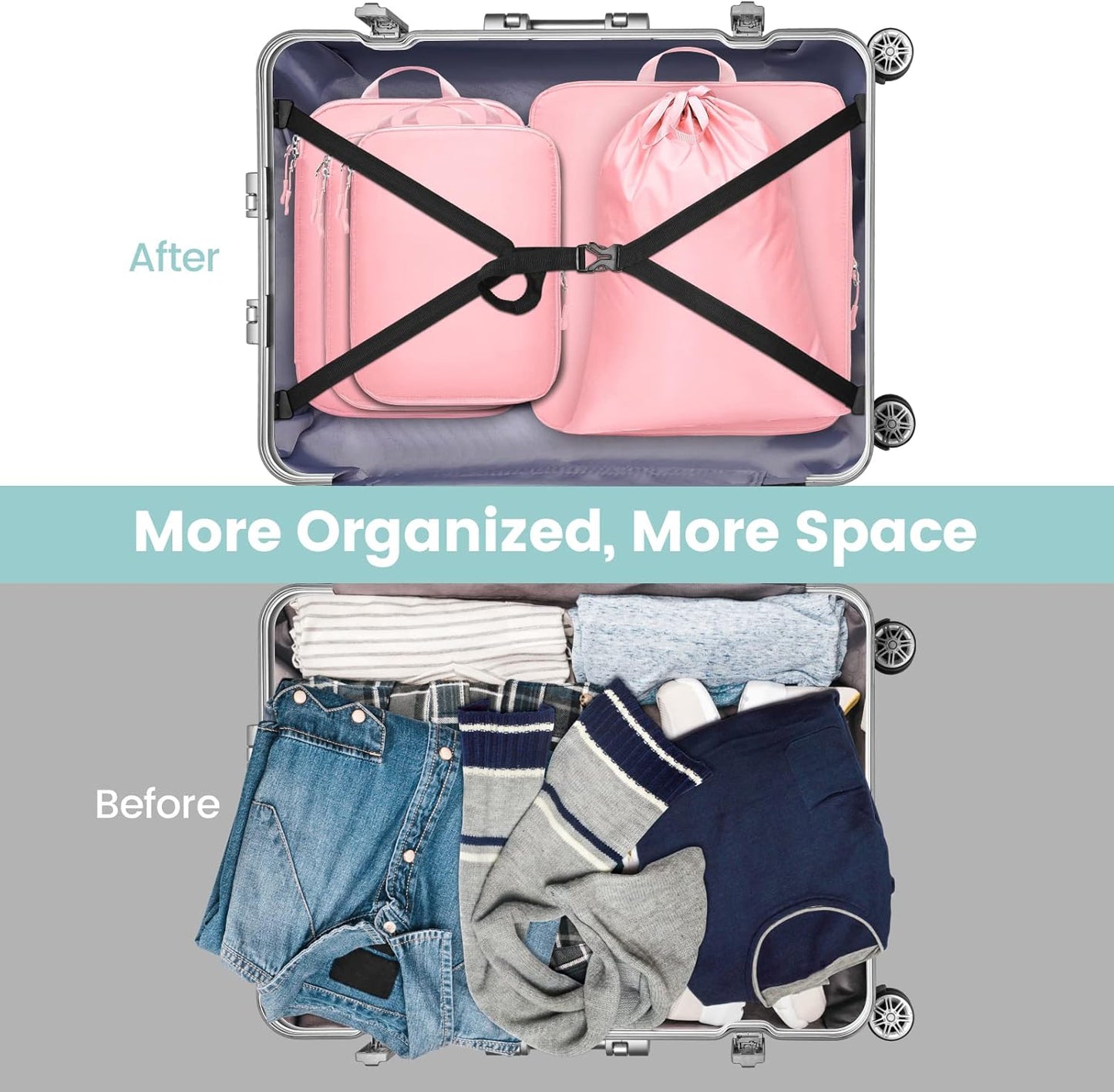 Cambond Compression Packing Cubes for Travel Women - Travel Bags Luggage Organizers Travel Essentials Compression Cubes for Travel Carry on Suitcases Organizer