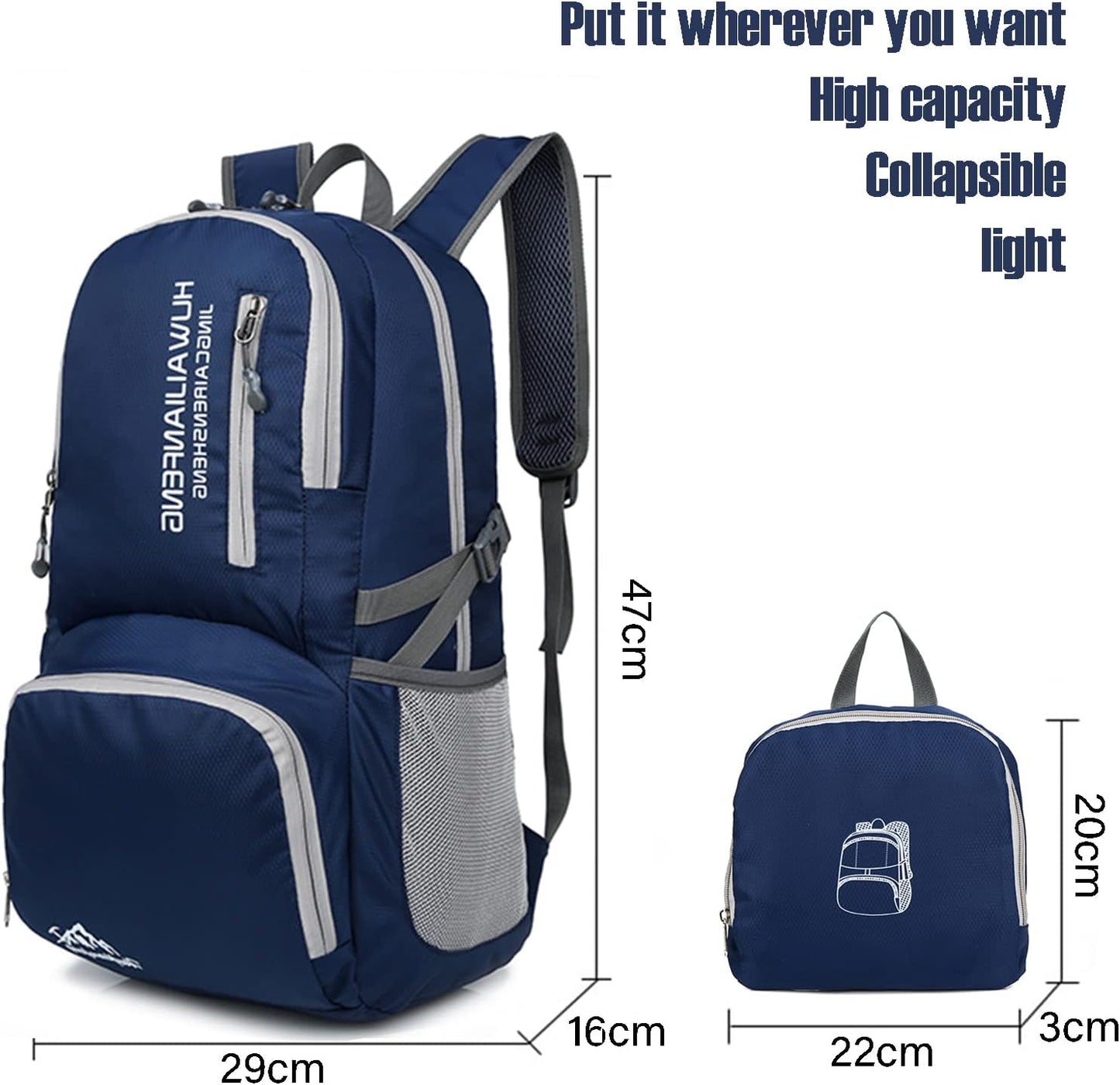 Hiking Backpack,30l sporty lightweight folding waterproof ultralight backpack for outdoor camping picnic hiking running bag with waterproof rain