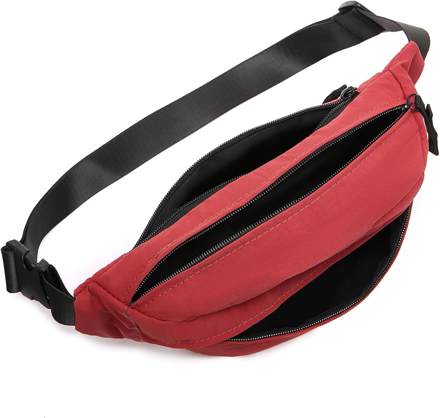 Women Sling Bags Girl Fanny Pack Crossbody Handbag Men Shoulder Bag Unisex Classic Nylon Waist Packs Purse Hiking Chest Bag, Easy Carry Any Phone,Wallet (Red)