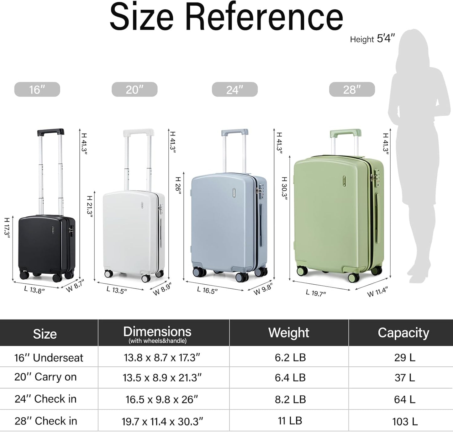 Hanke 28 Inch Luggage with Spinner Wheels Lightweight PC Hard Shell Suitcases, Large Checked Luggage with TSA Lock, Hardside Checked-Large 28" Rolling Suitcases for Travel(Smoke White)