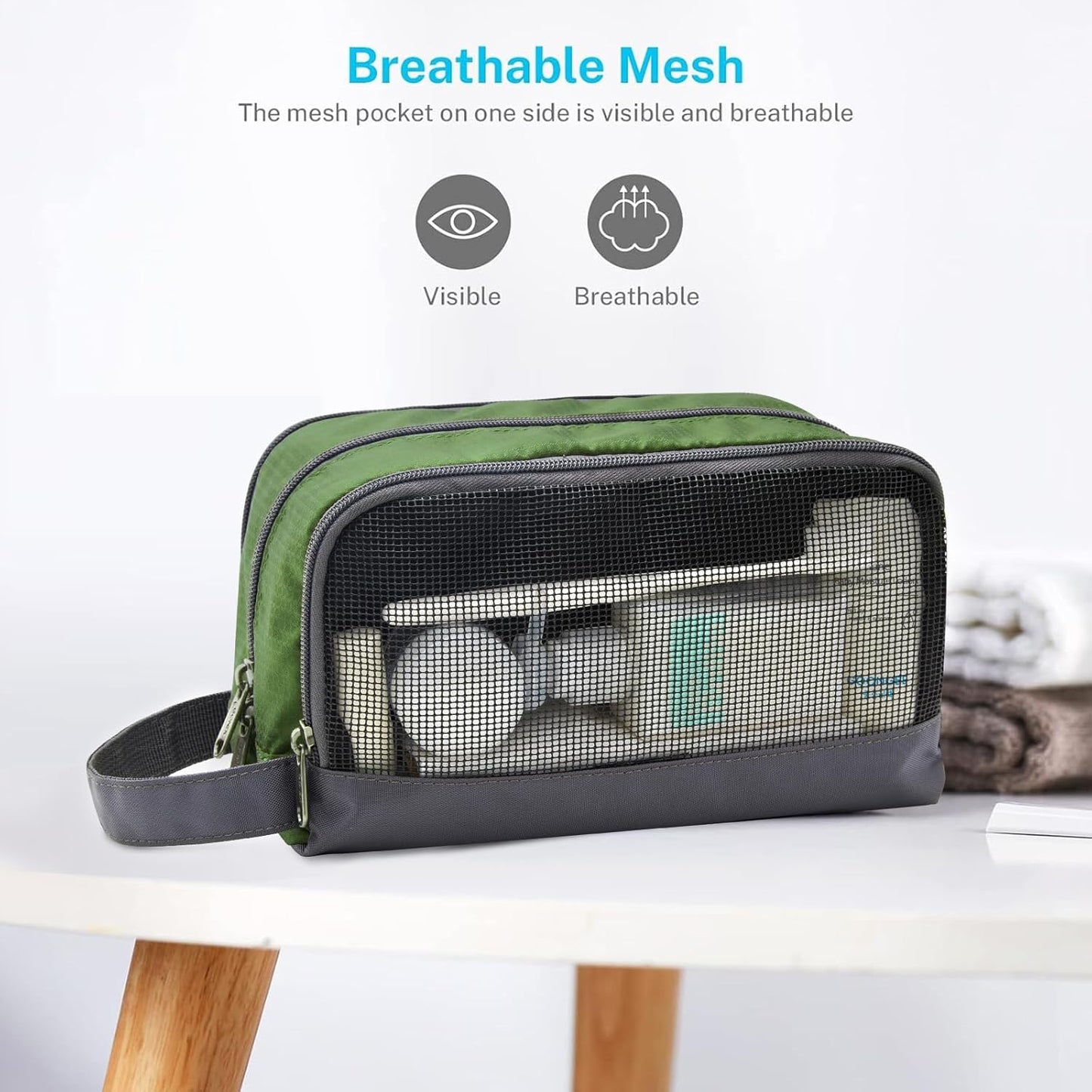 Gonex Travel Toiletry Bag Nylon, Shaving Bag Toiletry Organizer Olive Green