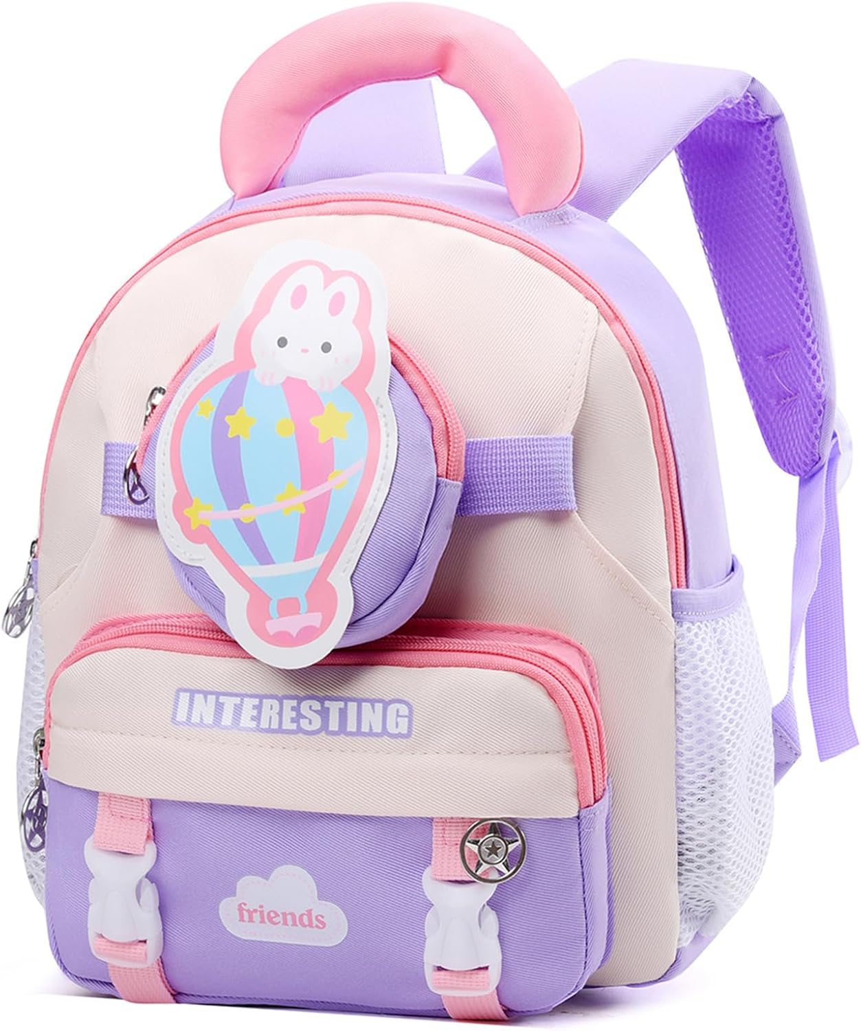 Toddler Backpack for Girls 2-4 Preschool Kindergarten Backpack 12in mini Cute Kids Bags with Detachable Waist Bag, Pink and Purple