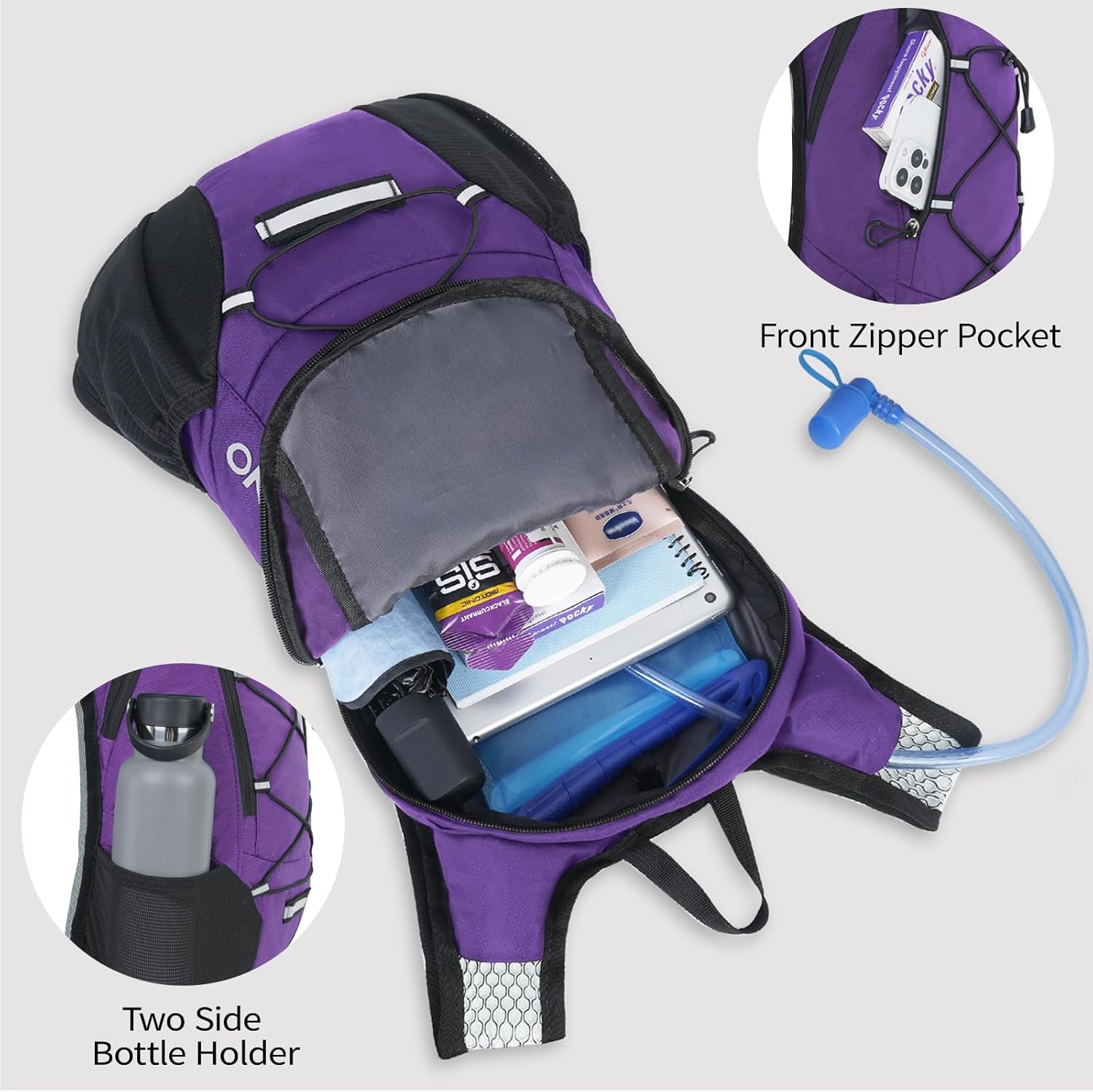 Lightweight Hydration Backpack, Running Backpack with 2L Water Bladder, Hydro Water Daypack for