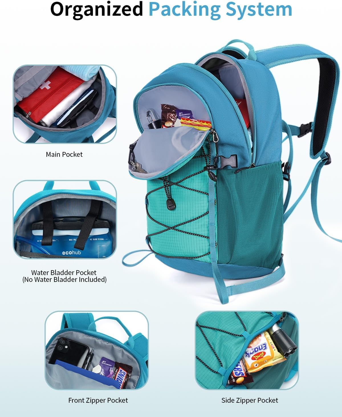 ECOHUB Small Hiking Backpack for Men Women, 20L Lightweight Travel Backpacks Water Resistant