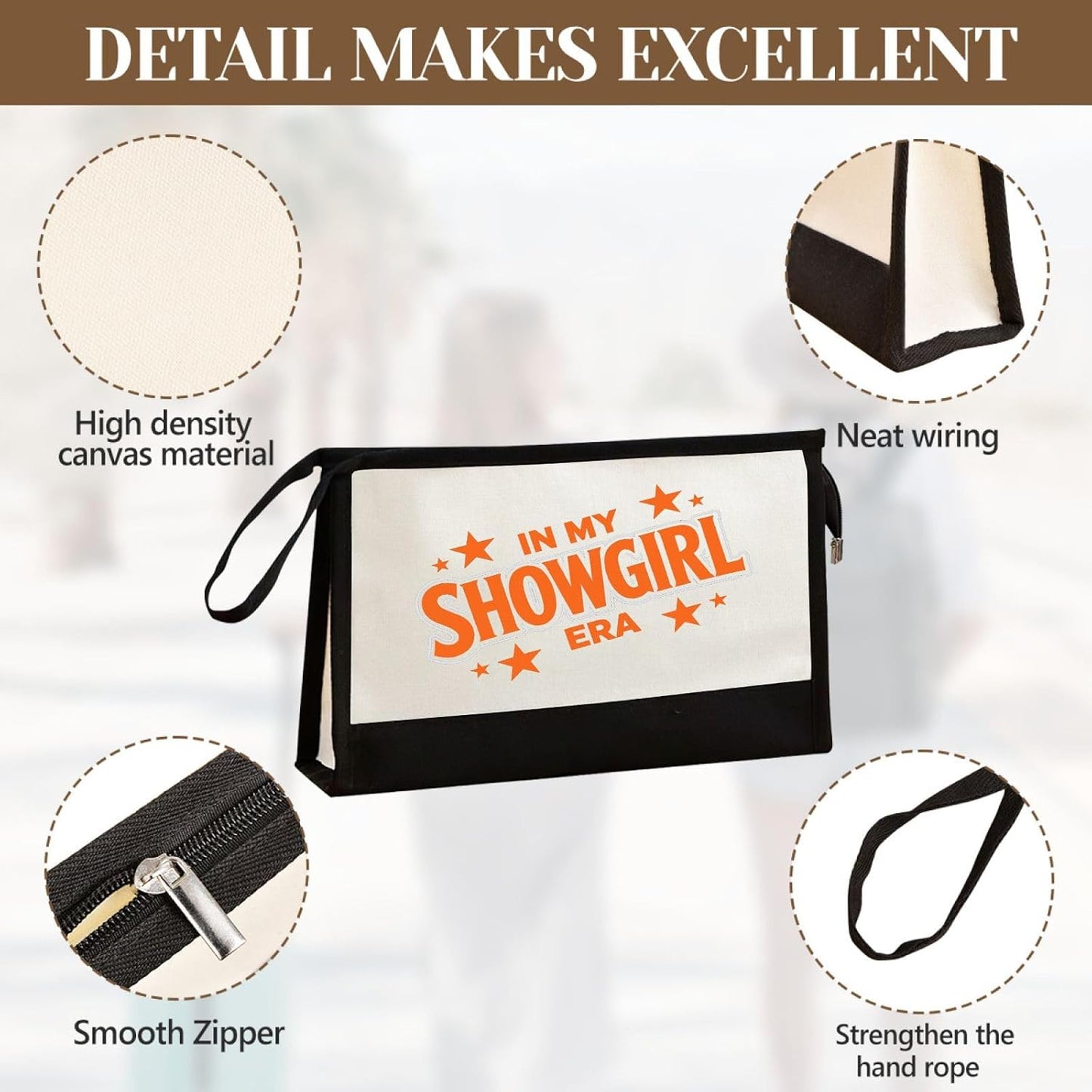 Showgirl ERAS Funny Makeup Bag, Vintage Burlesque Cosmetic Organizer with Multiple Compartments, Waterproof Travel-Friendly Pouch for Glam Touch-Ups