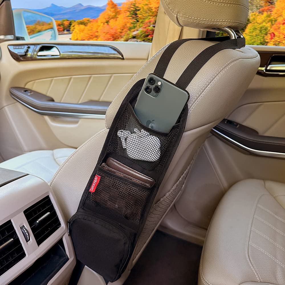 Luckybay Car Seat Side Organizer, Auto Seat Storage Hanging Bag, Phones, Drink, Stuff Holder with