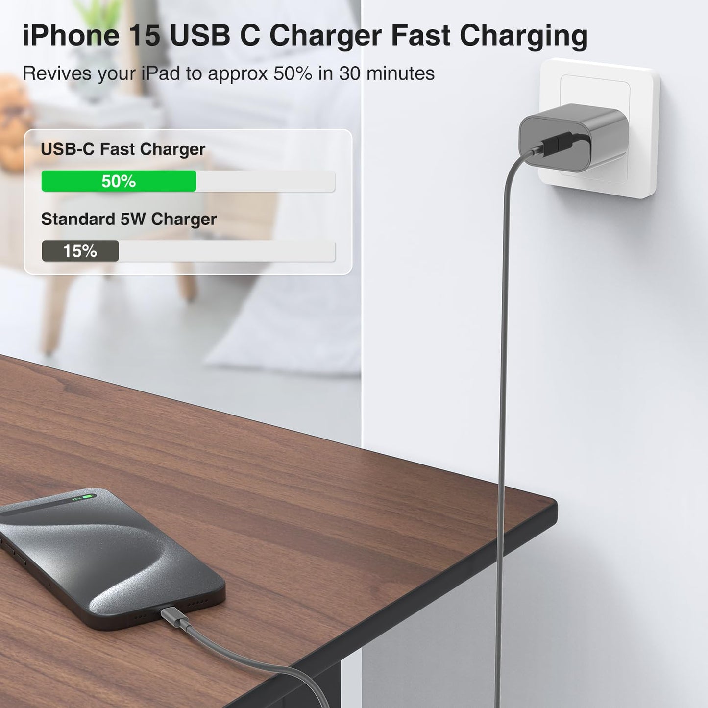 iPhone 17 16 15 Charger Block and 10ft Type C to C Cable Cord Long, 20W USB C Fast Charging Plug for Apple iPhone 17 Pro Max/17 Air/16 Pro Max/16 Plus/15 Pro/15/AirPods/iPad/Mini Wall Cube Brick Box