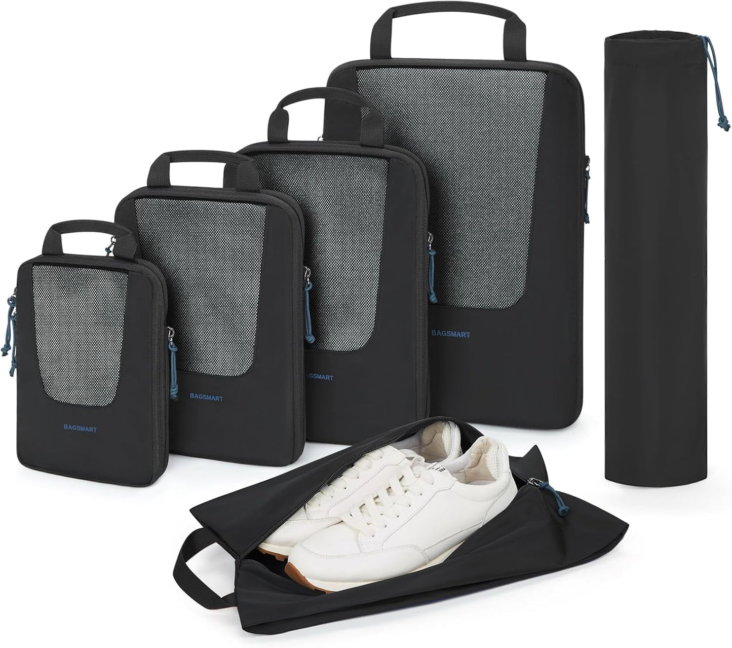 BAGSMART Compression Packing Cubes for Travel, 6 Set/5 Set/4 Set, Compression Suitcase Organizer Bags Set for Suitcases Travel Essentials, Lightweight Packing Organizers