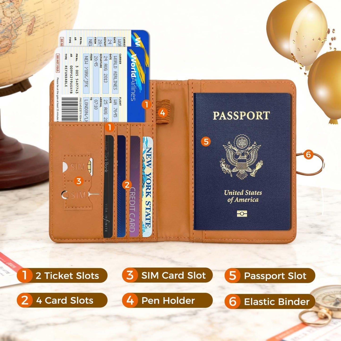 Melsbrinna Passport Holder for Travel,United States 250th Anniversary Passport Holder,Passport Cover Case for Travel,RFID Blocking Travel Wallet Holders for Women and Men (Brown)