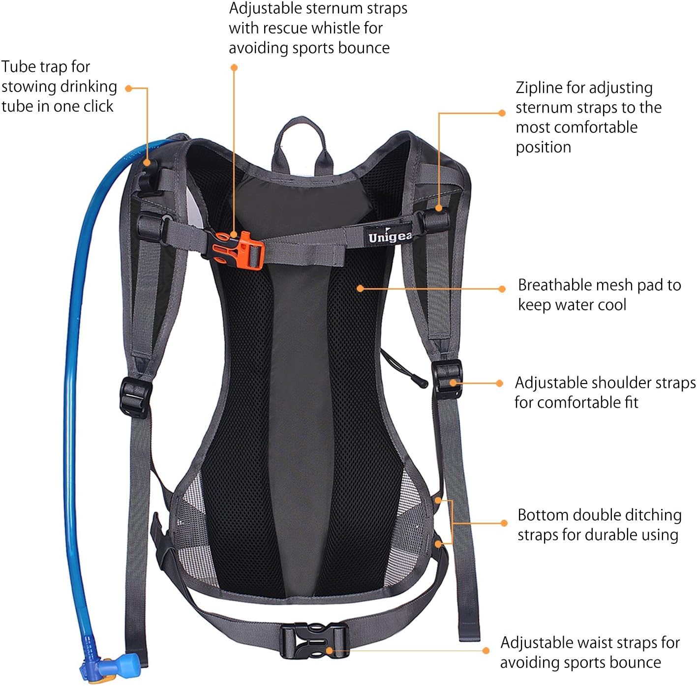 Unigear Hydration Pack Backpack with 2L Water Bladder for Hiking & Cycling