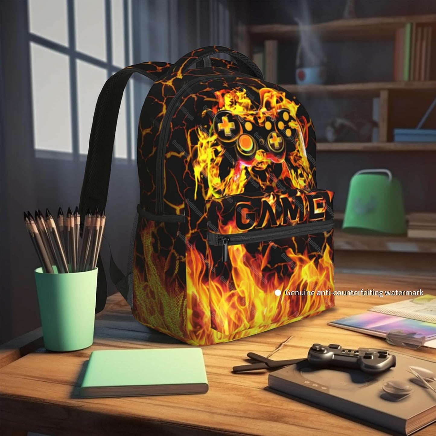 School Backpack For Boys Abstract Gamepad Boys Backpack For Kids Children Teens Elementary Middle School Boy Backpacks Ages 6-18 Video Games Bookbag back pack
