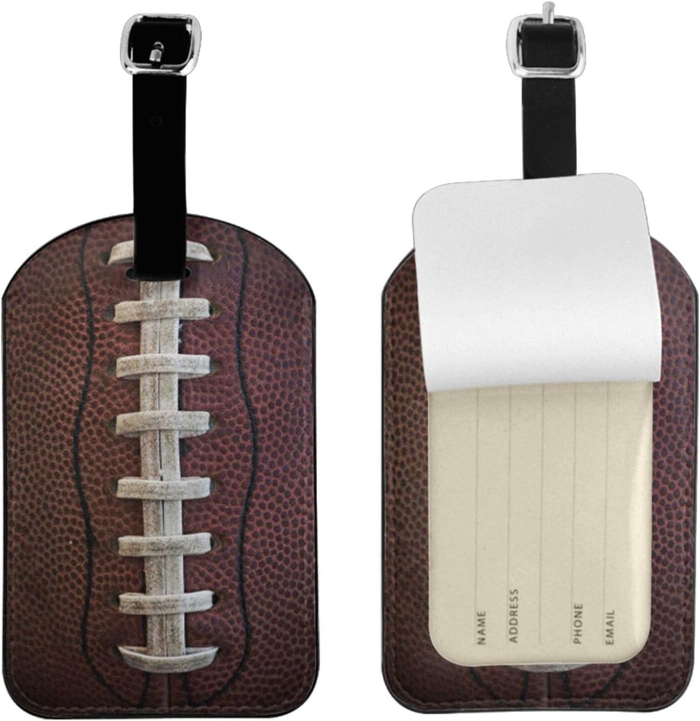 American Football Luggage Tag for Suitcases,Ball Sport PU Leather Baggage Tags Bag Tags Travel Id Label for Luggage Women Men -1 Piece