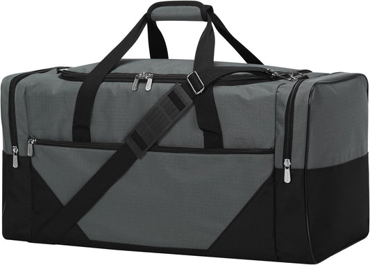 25 in Large Travel Duffel Bag for Men - 56L Roomy Weekender Bag with Trolley Sleeve (Gray)