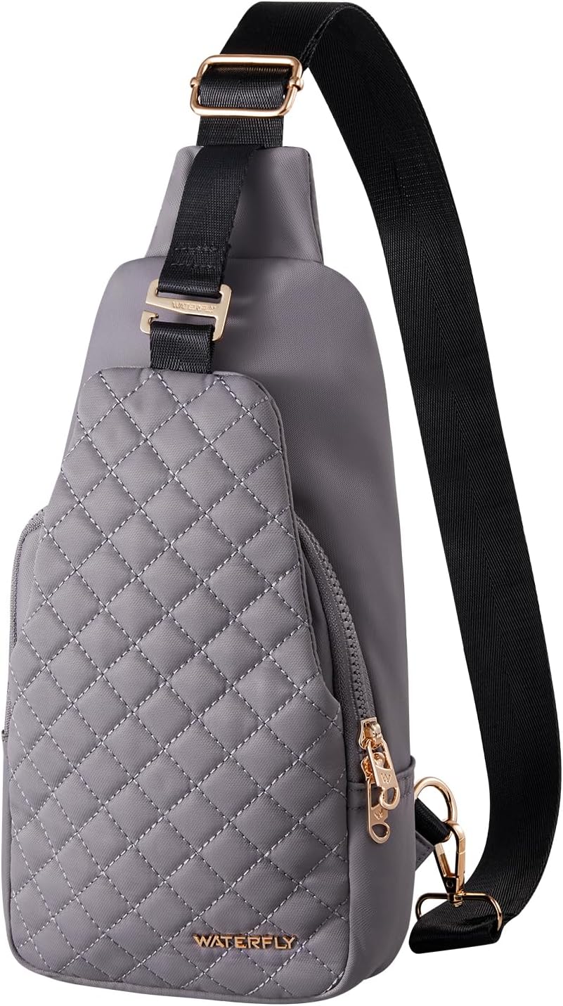 WATERFLY Small Crossbody Sling Backpack: Fashion Chest Crossbody Bag for Women Men Anti Theft Stylish Casual Daypack Trendy Travel Bags-Grey