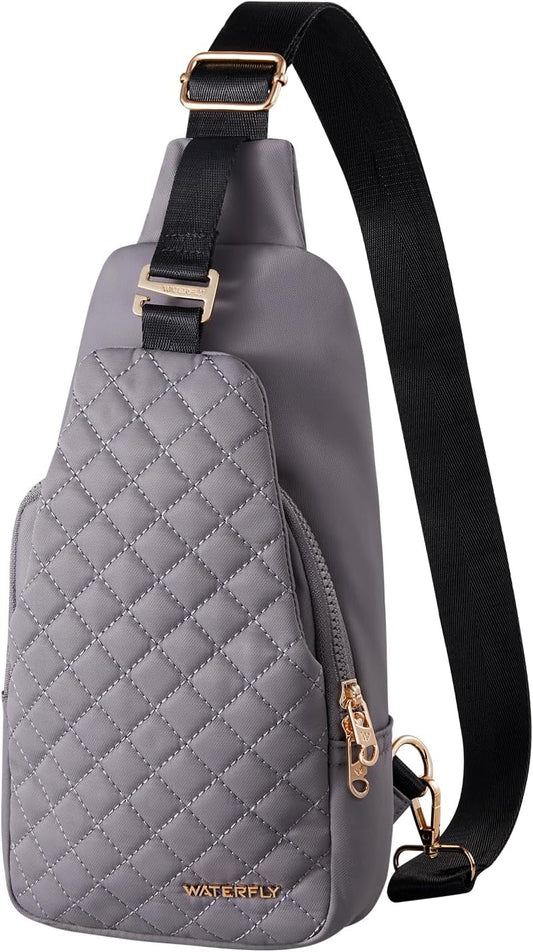 WATERFLY Small Crossbody Sling Backpack: Fashion Chest Crossbody Bag for Women Men Anti Theft Stylish Casual Daypack Trendy Travel Bags-Grey