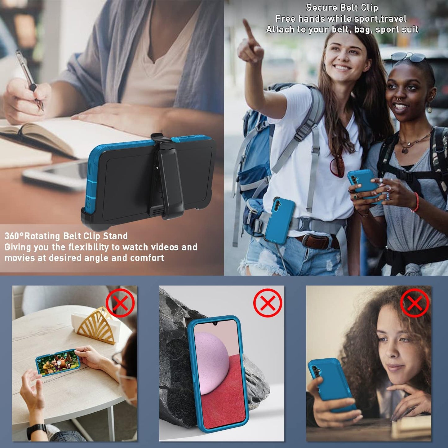 for Samsung Galaxy A14 5G case,A14 5G Heavy Duty case,[Military Grade Protective ][Shockproof] [Dropproof] [Dust-Proof], Compatible with Galaxy A14 5G (Lake Blue)