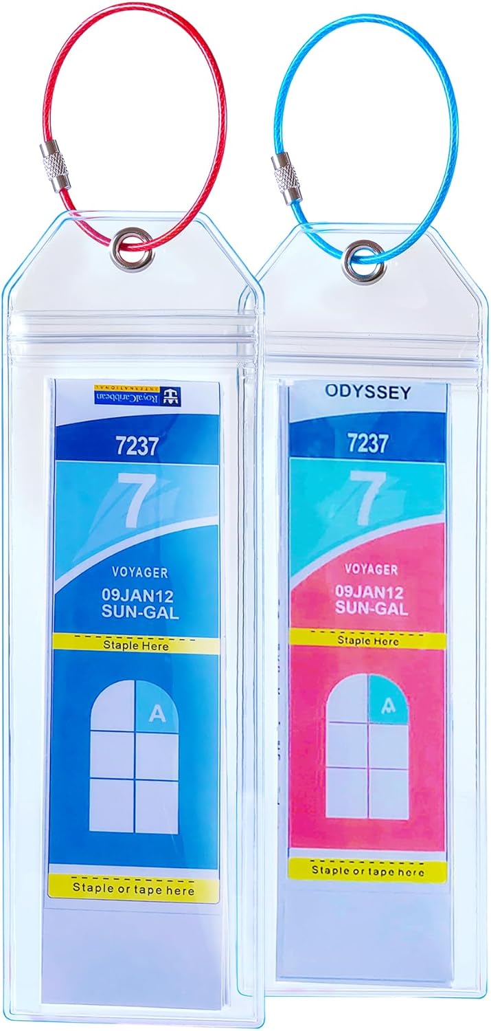 Royal Caribbean & Celebrity Cruise Ship Essentials - Luggage Tag Holders for 2025 Cruise Lovers Must Have, Waterproof & Reusable