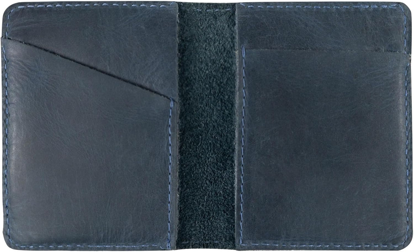 Hide & Drink, Bifold Wallet, Slim Card Holder, Minimalist Traveler Wallet, Vintage Front Pocket Wallet, Full Grain Leather, Handmade, Slate Blue