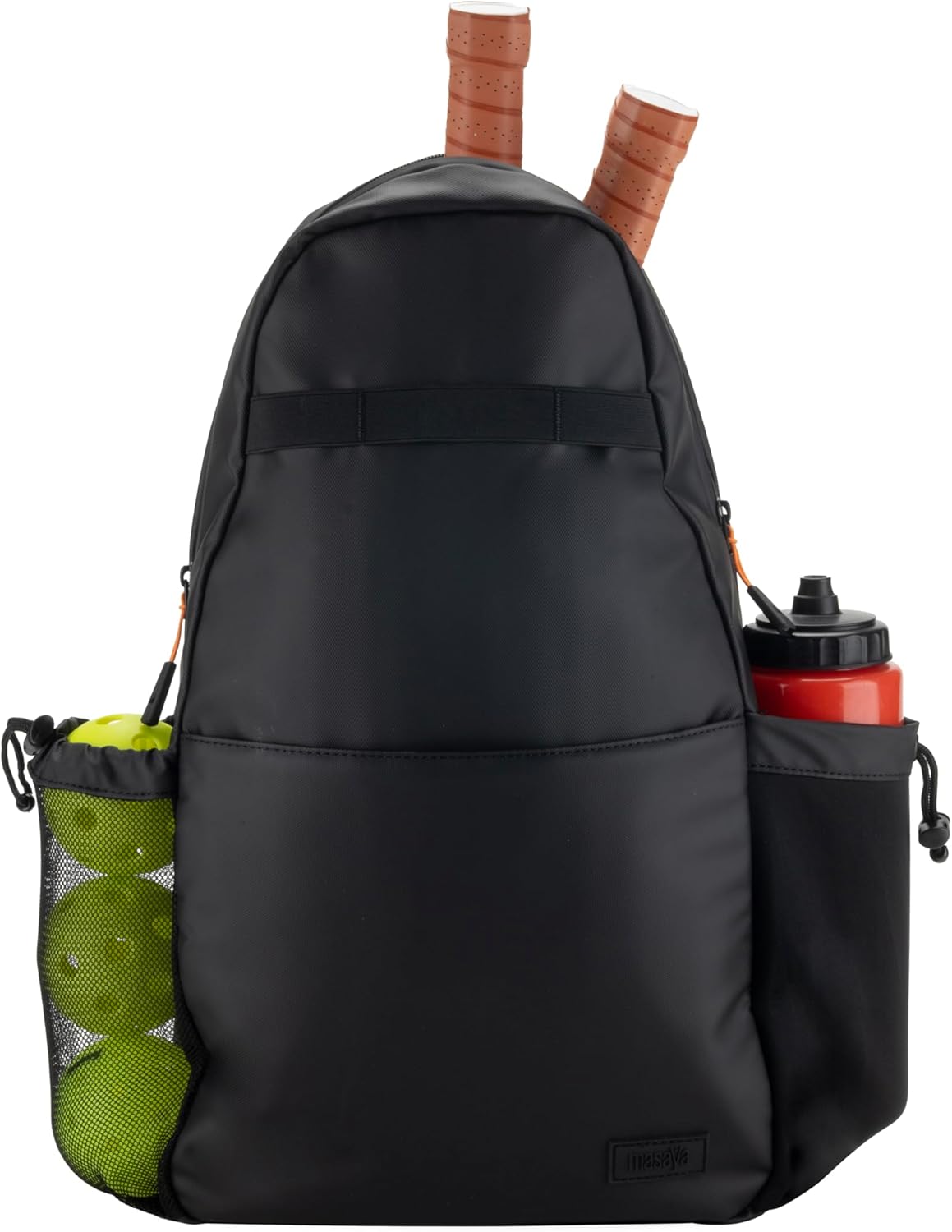 Pickleball Bag, Water-Resistant Sling Bag, Fits 3 Paddles - Minimal Branding, Lightweight, Durable, Fence Hook Carabiner, Water Bottle Holder, Multiple Pockets, Adjustable Shoulder Strap (Black,18L)