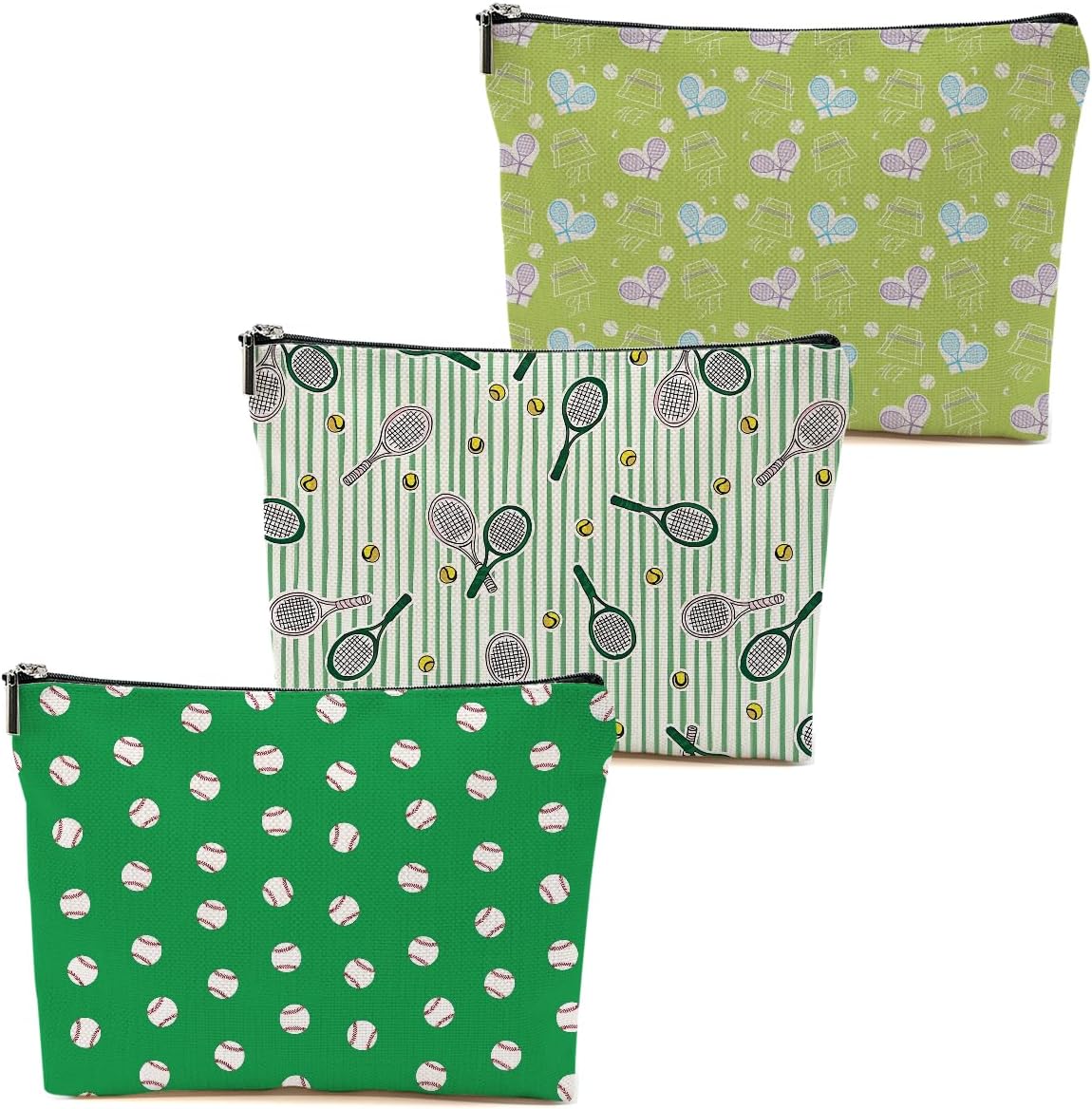 3 PCs Inspirational Tennis Gifts: Makeup Bag & Toiletry Bag - Perfect for Women, Girls or Tennis Lovers - Graduation, Birthday Gifts