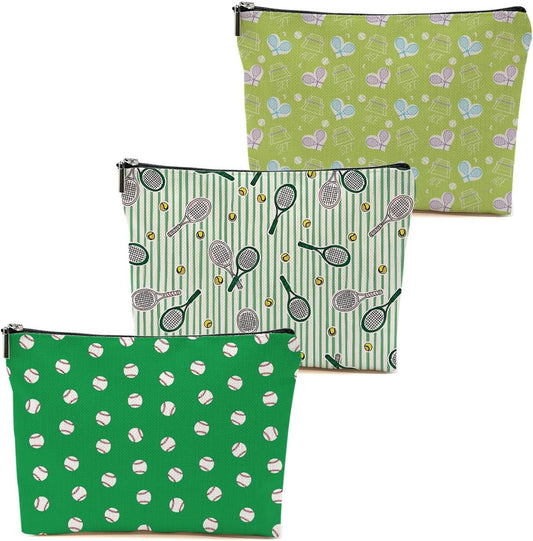 3 PCs Inspirational Tennis Gifts: Makeup Bag & Toiletry Bag - Perfect for Women, Girls or Tennis Lovers - Graduation, Birthday Gifts