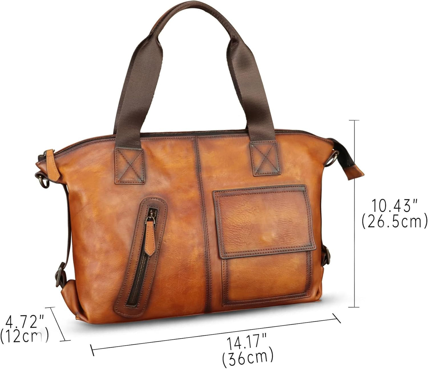 Genuine Leather Messenger Bag and Briefcase Purse for Men Leather Top Handle Handbags Satchel Shoulder Bag for Laptop Strap