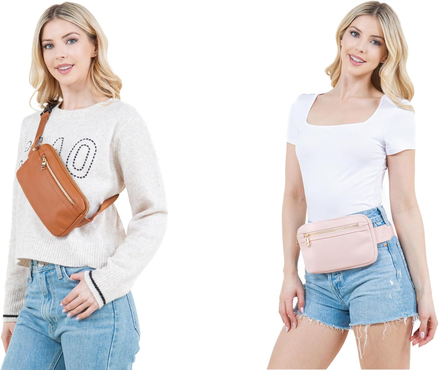 LOVESOME Vegan Leather Everywhere Fashion Waist Bag Fanny Pack Crossbody Bag Belt Bag Sling Bag with Adjustable Strap for Women (Taupe), FC19515