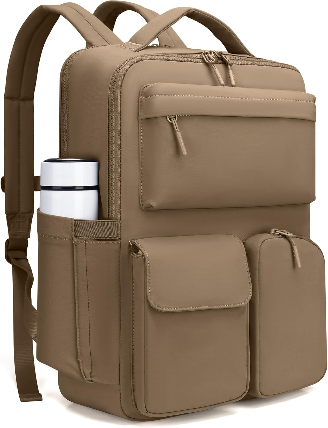 FODOKO Backpack for Work, Casual Backpack for Women Men Daypack Backpack for Travel College Bookbag Separate Compartment for 15.6 Inch Notebook Brown