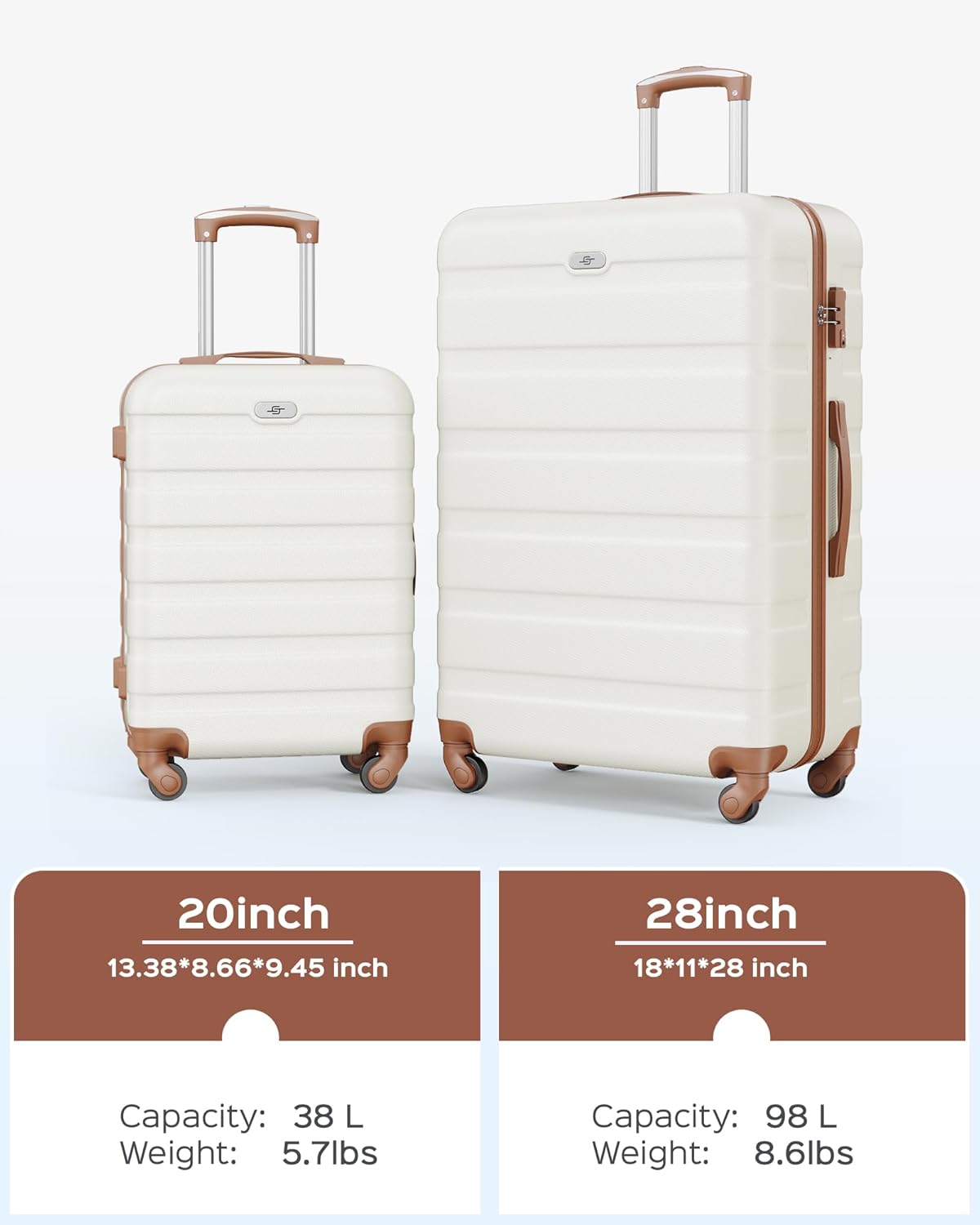 Suitour Luggage sets 4 piece,Suitcase with Spinner Wheels TSA Lock, 20/28 inch Suitcase Sets for FamilyTravel
