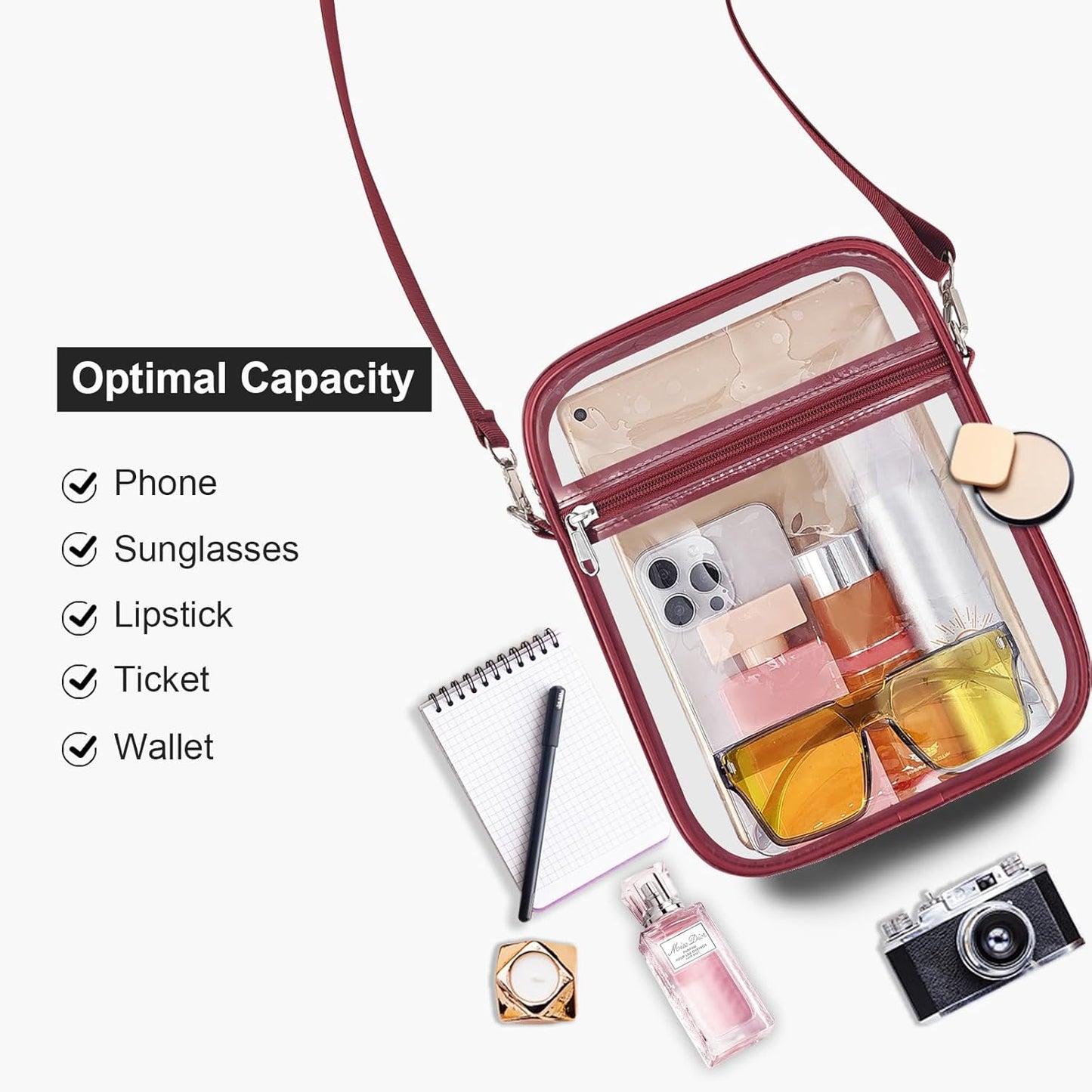 USPECLARE Clear Purse Stadium Transparent Messenger Bag Stadium Approved for Men and Women Clear CrossBody Bag